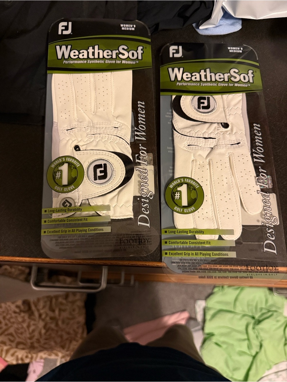 FootJoy Women's White Golf Gloves with Black Accents WeatherSof Pair